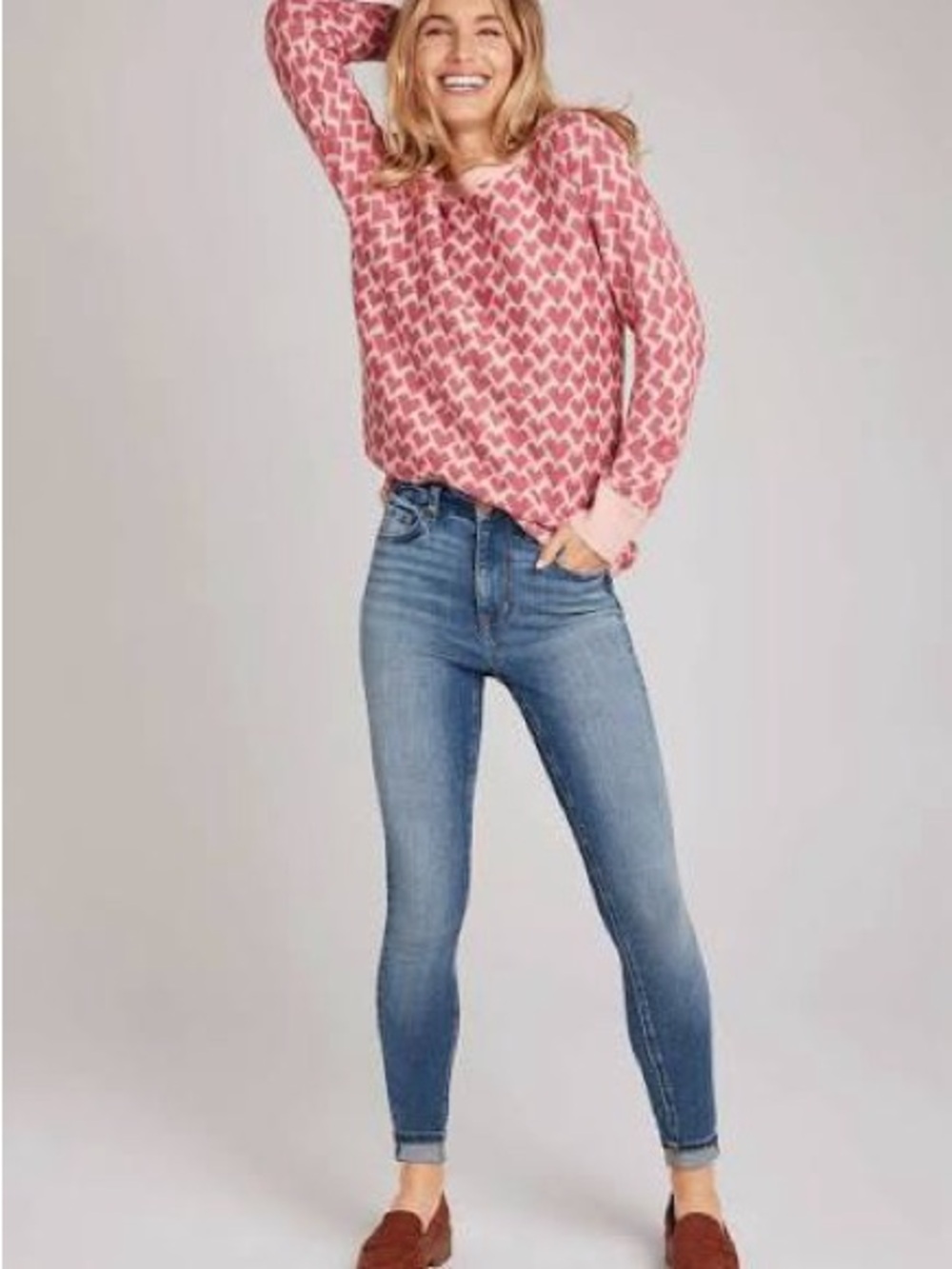 Maurices Pink Patterned Women's heart Valentine’s Day Sweater